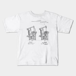 Machine for opening the eyes of loom harness Vintage Retro Patent Hand Drawing Funny Novelty Gift Kids T-Shirt